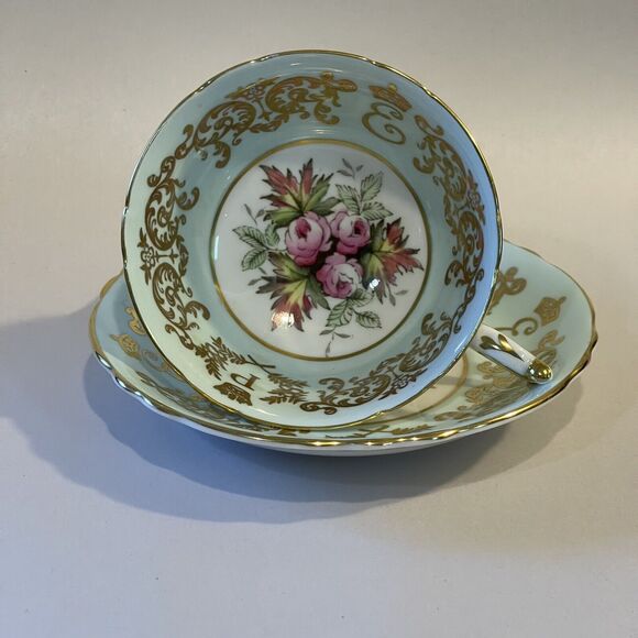 Queen Elizabeth Prin Philip Visit 1957 PARAGON Teacup & Saucer Set Cabbage‎ Rose